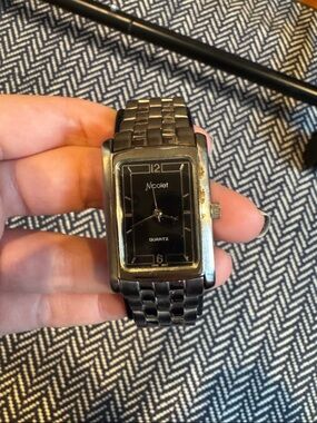 Nicole Men's Black Stainless Steel Quartz Watch